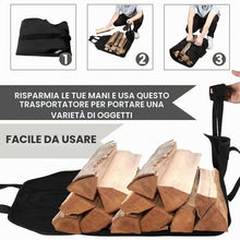 Carica l'immagine nel visualizzatore di Gallery, ZONSUSE Borsa per Legna da Ardere in Tela Impermeabile, Borsa Portatile per Legna, Sacca Pieghevole da Camino, Borsa por