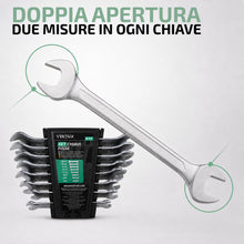 Carica l'immagine nel visualizzatore di Gallery, Chiavi a Forchetta Doppia – 8 Pezzi | 6-22mm | Chiavi Fisse CRV | Organizer