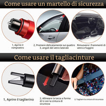 Carica l'immagine nel visualizzatore di Gallery, 2 Pezzi Rompi Vetro Auto Emergenza 2 in 1, Taglia Cinture di Sicurezza e Rompivetro per Auto, con Vetro di Prova Incluso