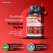 Carica l'immagine nel visualizzatore di Gallery, Riso Rosso Fermentato Colesterolo Vitastrong, 2,9 mg di Monacolina K, Integratori Colesterolo con CoQ10, Caigua, γ-Oryza
