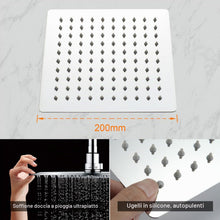 Carica l'immagine nel visualizzatore di Gallery, Ibergrif M20292 Soffione Doccia 20cm Quadrato Effetto Pioggia Inox