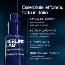 Carica l'immagine nel visualizzatore di Gallery, SERLINOLAB Crema Viso Uomo Antirughe Notte - Retinolo, Acido Ialuronico e Vitamina C - Idratante Viso - Pelle Più Elasti