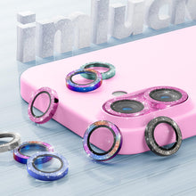 Carica l'immagine nel visualizzatore di Gallery, imluckies Glitter Pellicola Fotocamera per iPhone 16 - iPhone 16 Plus, AR+AF Vetro Temperato &amp; 9H Antigraffio Metallo Pr