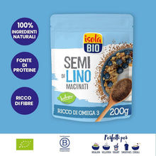 Carica l'immagine nel visualizzatore di Gallery, ISOLA BIO Semi di Lino Macinati Biologico, Superfood Fonte di Fibre e Ricco di Omega-3 e Magnesio, Senza Glutine, Senza 