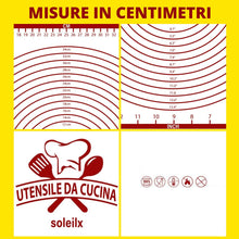 Carica l'immagine nel visualizzatore di Gallery, Spianatoia per Impastare 60x40 Disegno Italiano Misure in CM - Tappetino da Forno in Silicone Riutilizzabile Antiaderent
