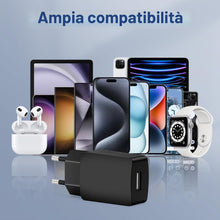 Carica l'immagine nel visualizzatore di Gallery, Caricatore USB 5V/2A, Presa USB-A, Alimentatore Spina Caricabatterie
