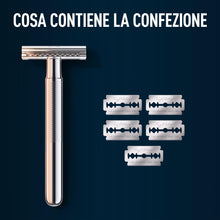 Carica l'immagine nel visualizzatore di Gallery, King C. Gillette Rasoio di Sicurezza con Manico in Metallo, 5 Lamette
