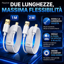 Carica l'immagine nel visualizzatore di Gallery, Cavo USB A a USB C Ricarica Rapida, Set 2 Cavi Type-C 1M+2M, 66W 6A, Trasferimento Dati Veloce, Compatibile con Samsung 