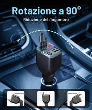 Carica l'immagine nel visualizzatore di Gallery, Caricatore Auto USB C 65W 4-IN-1 Ricarica Rapida