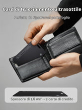 Carica l'immagine nel visualizzatore di Gallery, Scheda Tracker per Apple e Android, Ricaricabile e ultrasottile ideale per localizzare portafogli, bagagli o passaporti.