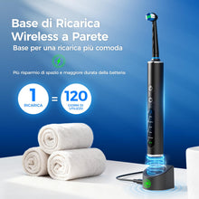 Carica l'immagine nel visualizzatore di Gallery, Spazzolino Elettrico Rotante con Testina Tonda per Adulti e Bambini, 50.000 Movimenti/Min, 3 Intensità e 5 Modalità, 8 T