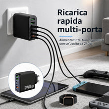 Carica l'immagine nel visualizzatore di Gallery, Caricatore USB-C 240W Multi-Port 3USB-A + 3USB-C