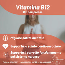 Carica l'immagine nel visualizzatore di Gallery, Vitamina B12 1000 mcg | 160 micro compresse masticabili alto assorbimento | | Gusto fragola | supporto fisico e mentale 