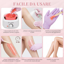 Carica l'immagine nel visualizzatore di Gallery, Kit Cera Brasiliana Ceretta Brasiliana - Scaldacera con 4x100g Perle di Cera Brasiliana, Ciotola in Silicone, Spatole - 