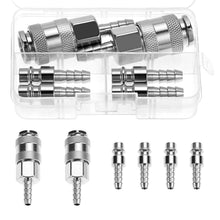 Carica l'immagine nel visualizzatore di Gallery, QWORK® Set da 6 raccordi rapidi per aria compressa SH20+PH20, connettori maschio e femmina da 8 mm, raccordo tubo per co