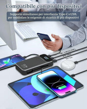 Carica l'immagine nel visualizzatore di Gallery, Power Bank 25800 mAh 22,5W con cavi incorporati, Batteria Esterna Ricarica Veloce PD3.0 QC4.0, USB-C bidirezionale, Disp
