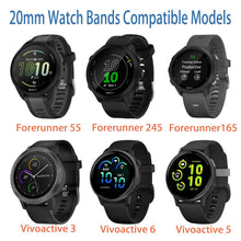 Carica l'immagine nel visualizzatore di Gallery, Cinturino Compatibile con Garmin Forerunner 55/158 / 245/165 / 645, 20mm Cinturino Universale Ricambio, Regolabile Cintu