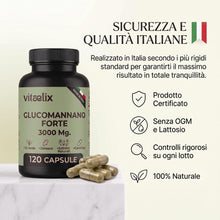 Carica l'immagine nel visualizzatore di Gallery, Glucomannano Forte 3000mg Made in Italy - Integratore ad Effetto Saziante per Controllo Peso Corporeo - Supporto Natural