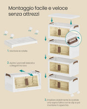Carica l'immagine nel visualizzatore di Gallery, SONGMICS Scatole Portaoggetti, Organizer Pieghevole a 4 Livelli con Ruote