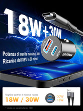 Carica l'immagine nel visualizzatore di Gallery, GRIFEMA Caricatore auto USB C 30W a doppia porta