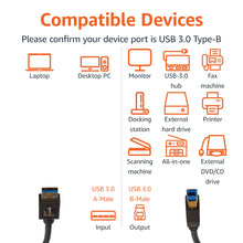 Carica l'immagine nel visualizzatore di Gallery, Amazon Basics - Cavo 3.0 USB-A maschio a USB-B maschio, 1.8 m, Nero