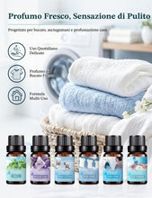 Carica l'immagine nel visualizzatore di Gallery, Set Oli Essenziali Bucato 6x10ml Profumi Casa Freschi e Puliti