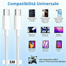Carica l'immagine nel visualizzatore di Gallery, Cavo iPhone 18 17 16 15, Cavo USB C 60W 5M Cavo USB Type-C Ricarica Rapida Cavetto Caricatore Filo Type-C per iPhone 18 