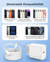 Carica l'immagine nel visualizzatore di Gallery, 25W Caricatore USB C con 2M Cavo, Rapido Presa USB C Caricabatterie for iPhone 17/17 Pro/17 Pro Max/Air/16 15 Series, iP