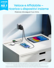 Carica l'immagine nel visualizzatore di Gallery, Anker caricatore USB C 50W 4 porte con 2 USB C e 2 USB A