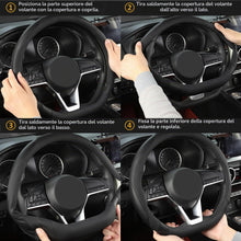 Carica l'immagine nel visualizzatore di Gallery, GIANT PANDA Coprivolante per Nissan, a forma di D, per Qashqai,Juke,X-Trail,Leaf(nero, misura standard)