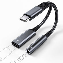 Carica l'immagine nel visualizzatore di Gallery, Adattatore e Ricarica per Cuffie USB C, 2 in 1 Jack da 3,5 mm USB C PD 60W Ricarica Rapida per Auricolari Splitter C omp
