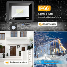 Carica l'immagine nel visualizzatore di Gallery, CREATESTAR Faretto Led da Esterno con Sensore di Movimento 30W, 3000LM Faretti Led Esterni IP66 Impermeabile 6500K Luce 