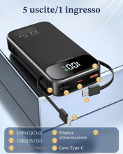 Carica l'immagine nel visualizzatore di Gallery, Power Bank 25800 mAh 22,5W con cavi incorporati, Batteria Esterna Ricarica Veloce PD3.0 QC4.0, USB-C bidirezionale, Disp