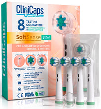 Carica l'immagine nel visualizzatore di Gallery, 8 Testine Morbide Spazzolino Elettrico Ricambio Compatibile con Oral-B per Gengive Sensibili CliniCaps SoftSense Vital C