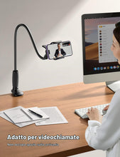 Carica l'immagine nel visualizzatore di Gallery, Lamicall Supporto Cellulare a Collo di Cigno per Letto, [80mm Base a Clip] Rotazione a 360°,con Braccio Flessibile, Port
