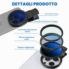 Carica l'immagine nel visualizzatore di Gallery, Filtro polarizzatore CPL, 52mm Clip-on Filtro Polarizzatore Circolare, Filtro CPL Universale, Obiettivo per Telefono Cel
