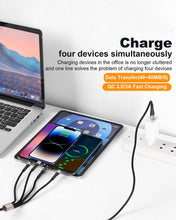 Carica l'immagine nel visualizzatore di Gallery, SIQIWO Cavo Multi USB C a Ricarica Rapida 1.2M, Cavo Splitter USB C QC 3.0(3A), Cavo di Ricarica 4 in 1 con 4 Porte di T