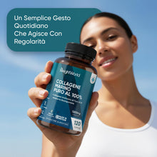 Carica l'immagine nel visualizzatore di Gallery, Collagene Marino Idrolizzato da 1200mg per Dose, 100% Puro, in 120 Capsule, Peptidi di Collagene Idrolizzato di Tipo 1 e