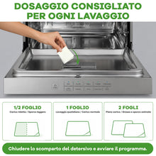 Carica l'immagine nel visualizzatore di Gallery, Fogli per Lavastoviglie, 100 Lavaggi, Senza Plastica e Sostenibili, Pulizia Potente con Enzimi Proteasi contro Proteine 