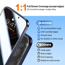 Carica l'immagine nel visualizzatore di Gallery, QHOHQ 3 Pezzi Pellicola Privacy per iPhone 17 Pro + 1 Set Protezione Fotocamera, 25°Anti-Spy Vetro Temperato, [12 Piedi 
