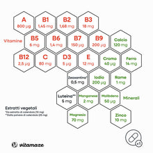 Carica l'immagine nel visualizzatore di Gallery, Vitamaze® Multivitaminico ad Alto Dosaggio Capsule, 23 Vitamine Efficaci A-Z e Minerali, Sostanze Minerali e Oligoelemen