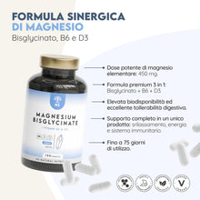 Carica l'immagine nel visualizzatore di Gallery, Magnesio Bisglicinato 2250 mg + Vitamina B6 e D3. 150 Compresse per 5 Mesi