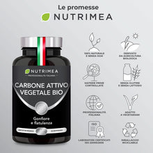 Carica l'immagine nel visualizzatore di Gallery, Carbone Vegetale Per Gonfiore Pancia I Biologico | 60 Capsule | Nutrimea