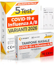 Carica l'immagine nel visualizzatore di Gallery, ADESTE | 5 Test COVID e influenza A e B 2026 | Tamponi Nasali Nuove Varianti