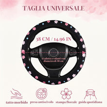Carica l'immagine nel visualizzatore di Gallery, Universale Coprivolante Auto Da Donna Con Grazioso Motivo Floreale, Design Elastico, Antiscivolo