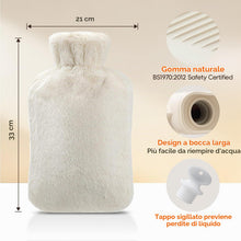Carica l'immagine nel visualizzatore di Gallery, Homealexa Borsa dell'Acqua Calda, cata con Custodia Peluche Morbida 2L Boule Acqua Calda in Gomma Naturale Beige