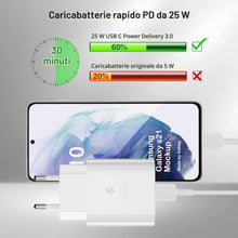 Carica l'immagine nel visualizzatore di Gallery, 25W Caricatore Rapido USB C con 2M Cavo per Samsung Galaxy S26 S25 S24 S23 S22 S21 Plus/FE/Ultra,S20,Caricabatterie Spin