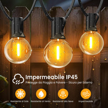 Carica l'immagine nel visualizzatore di Gallery, Catena Luminosa Esterno 15M,LED Catena Luminosa con 25+2 Luci G40, 2700K Bianco Caldo, IP45 Per Giardino, Terrazza e Fes
