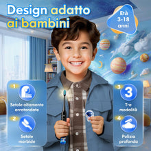 Carica l'immagine nel visualizzatore di Gallery, Spazzolino Elettrico Bambini 3-6-12-18 Anni Spazzolino Elettrico Bambina Bambino Bimbo Con Timer, Adesivi per Abitudini 