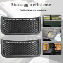Carica l'immagine nel visualizzatore di Gallery, Rete Portaoggetti Auto Reti Bagagliaio - 2 Pezzi Borsa a Maglie Universale Autoadesiva per Auto, Tasca a Rete Multifunzi
